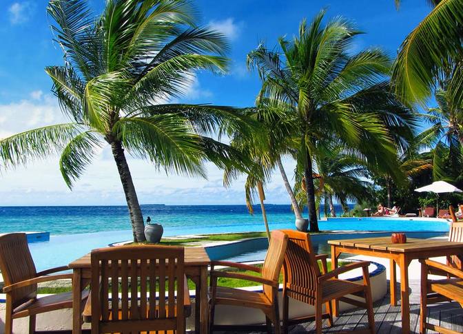So geht Urlaub – typisches Resort auf den Malediven, aufgenommen Ende November